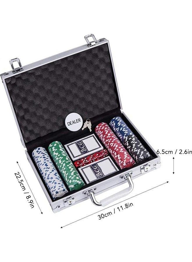 200 Pcs Blank Poker Chips Set with Aluminum Storage Case, Casino Game Accessories Kit Includes Playing Cards, Dice & Game Buttons for Family Entertainment - Image 4