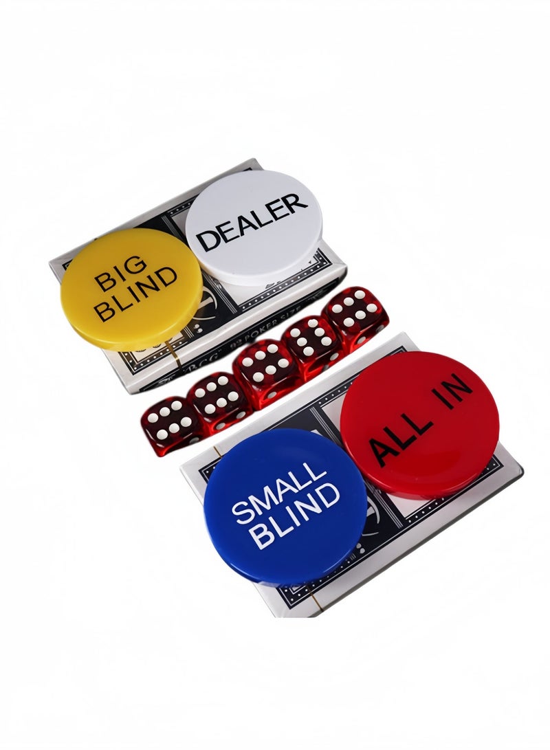 200 Pcs Blank Poker Chips Set with Aluminum Storage Case, Casino Game Accessories Kit Includes Playing Cards, Dice & Game Buttons for Family Entertainment - Image 5