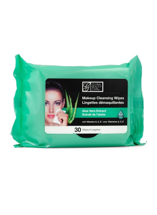 Global Beauty Care - Global Beauty Care Cleansing Makeup Removal Cloth Wipes Bulk - Great for travel toiletries - 120 Count (4-Pack) (Aloe Vera & Green Tea) - Image 1