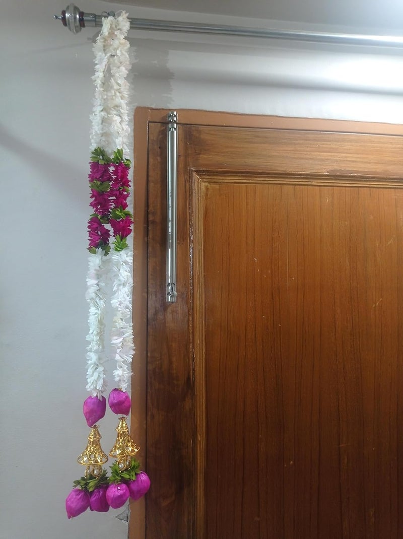 Decorative Toran with Lotus Pink Flowers and Golden Bells 90 cm for Home Decor - Image 5