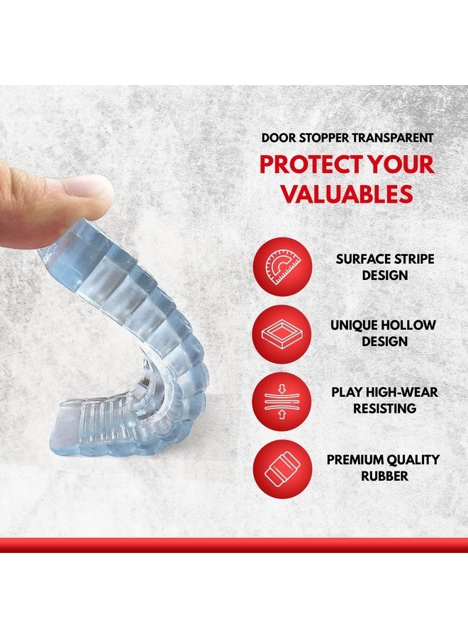Beauenty 4 Pack Silicone Door Stoppers, Security Door Stop, Door Stop Wedge for Door Gaps for All Floor Types Door Clip (Clear)  - Image 3