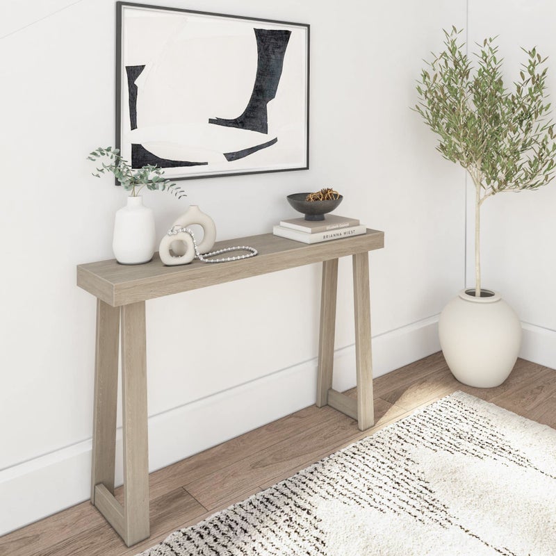 Plank+Beam Classic 46 Inch Console Table, Solid Pine Wood Entryway Table, Narrow Sofa Table for Hallway or Living Room, Seashell - Image 1