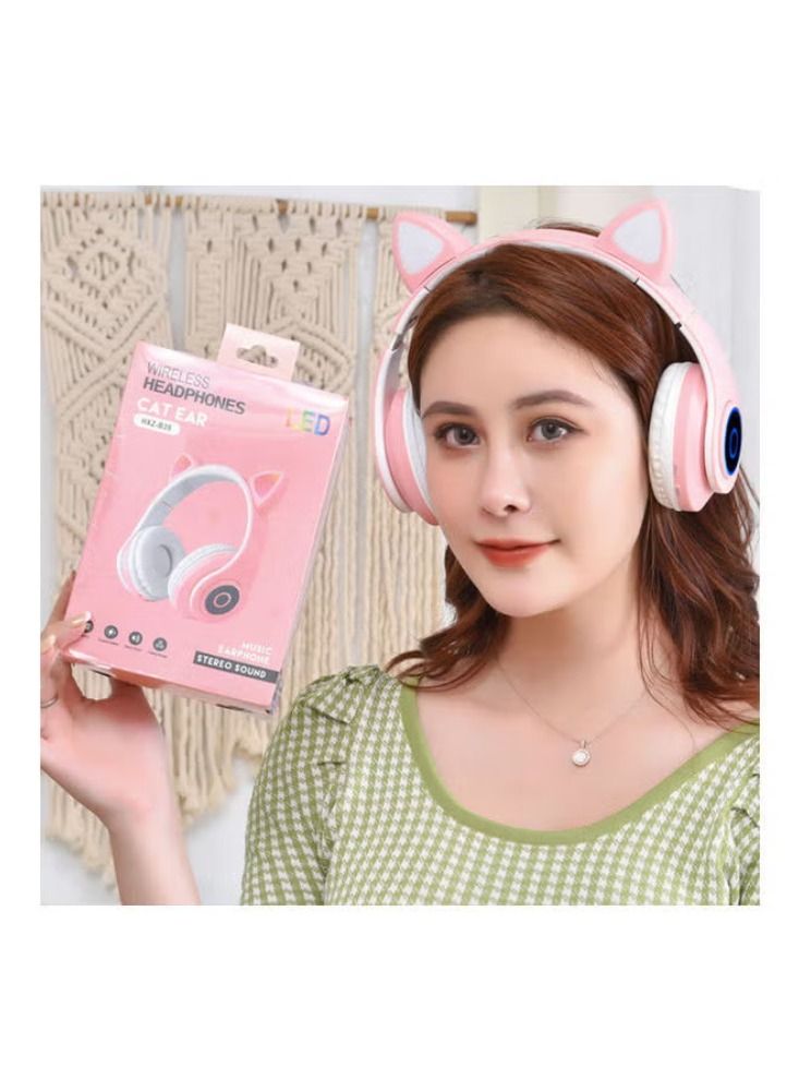 Dream Zone B39 Cat Ear Glowing Wireless BT5.0 Headphone Pink - Image 2