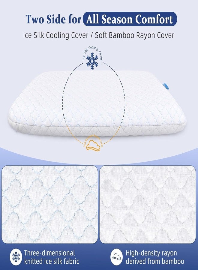 SofGlowly Thin Flat Pillow for Sleeping - 1.75" Ultra Slim Cooling Memory Foam Pillow for Stomach & Back Sleepers, Low Profile Neck Alignment Design with Soft Washable Cover,Supportive & Comfortable,16x24 Inch - Image 2