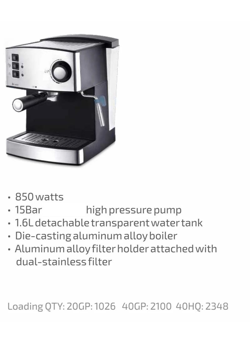 Generic - Automatic Small Multi-Function Coffee Machine 850W 5 Cups Steam Double Cup Milk Frothed Espresso - Image 1