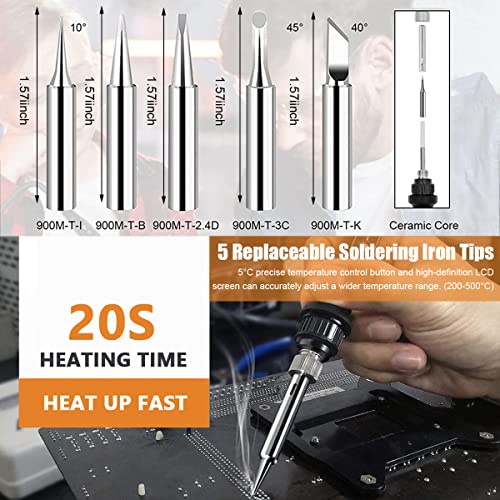 Serplex® 3 Set of Soldering Iron Kit with 5 Different Soldering Tips, 80W/220V 200-500°C Temperature Adjustable Soldering Iron with LCD Digital Display Welding Tool Fast Heating Solder Iron - Image 5