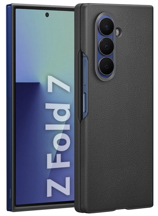 CATANES Leather Case Cover for Samsung Galaxy Z Fold 7, Kindsuit Case Slim and sleek with Secure Hand Grip - Dark Grey