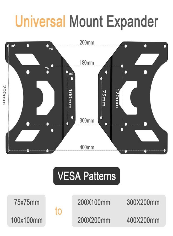 IFCASE VESA Conversion Plate Adapter for Monitor Arm, TV Wall Mount, Adjustable Extension VESA Panel 75mm 100mm to 200x200mm 200x300mm 200x400mm (Black) - Image 2