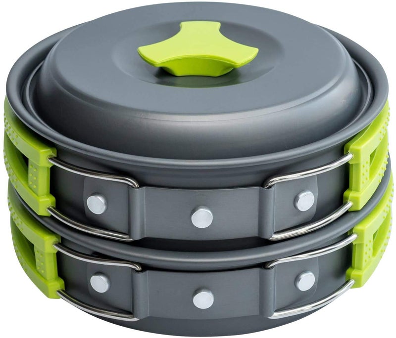 MalloMe Camping Cookware Mess Kit for Backpacking Gear – Camping Cooking Set - Camping's Pots and Pans Set - Backpacking Stove/Portable Stove Compatible - Camp Kitchen Equipment Accessories 2L Pot - Image 1