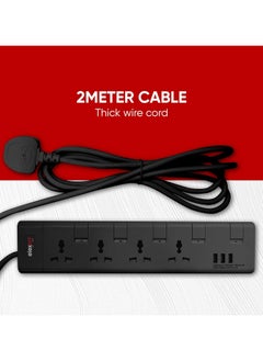 elexon 4 Way Power Extension With 3 Usb Ports 2 Meter  - Image 5