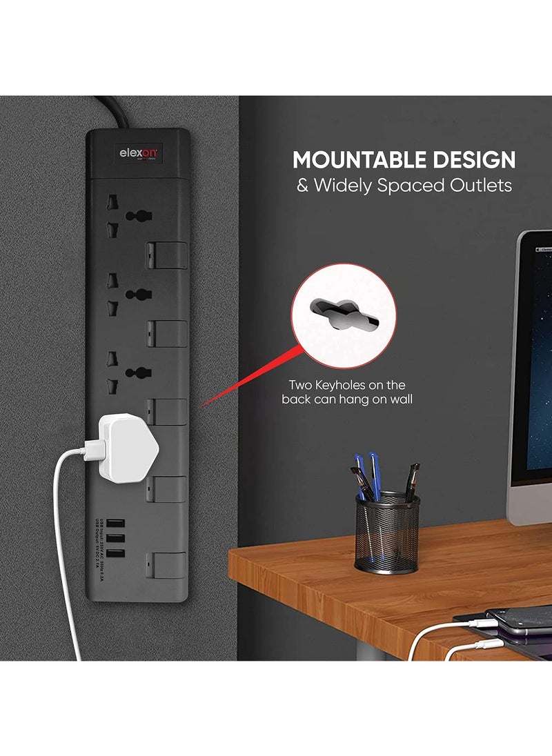 elexon 4 Way Power Extension With 3 Usb Ports 2 Meter  - Image 4