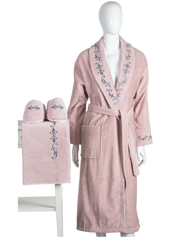 منزل لمى منسوجات روب استحمام روماني وردي نفر