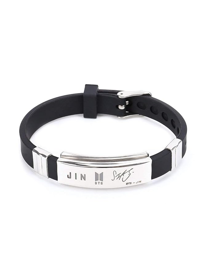 تشيميز أصفر سوار من الفولاذ المقاوم للصدأ مطلي بالفضة من السيليكون بتصميم رائع من مجموعة Kpop Bts للجنسين باللون الفضي؛ الأسود | Ycfjbr 01Jin Slbk - Image 1