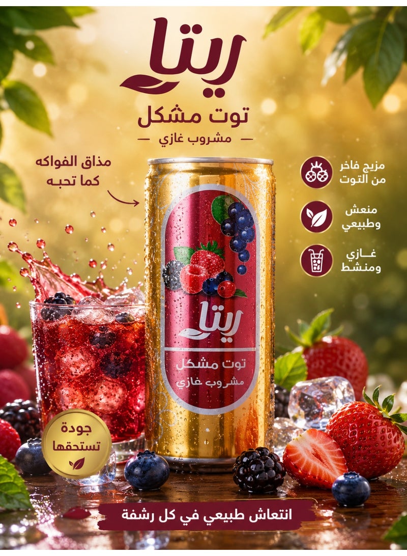 ريتا مشروب ريتا (Rita) فوار بنكهة الفواكه المشكلة - عبوة من قطعتين (240 مل للوحدة) | انتعاش طبيعي وطعم غني - Image 5