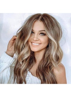 Cross-border wig female dyed mid-length curly hair brown dyed gradient micro-curly long hair factory hair generation Picture color send hair net