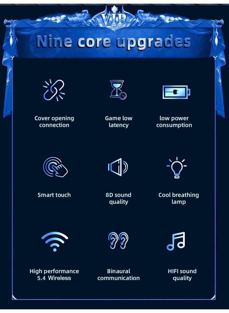 Gaming Headset With Bluetooth, Colorful LED Lights, AAC High-Quality Audio Decoding, Built-In Microphone, Intelligent Noise Reduction, Ergonomic Design For Comfortable Wear, Low-Latency Audio-Visual Synchronization, Comes With Charging Case - Image 3