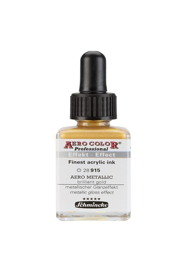 Schmincke Aero colour Professional airbrush ink, 28 ml or 250 ml, Effekt Metallic Brillant Gold, 28 ml - Image 1
