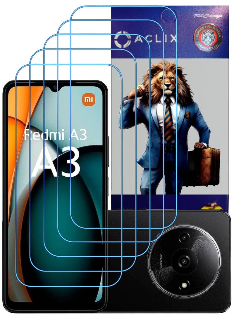 ACLIX 5 Pieces Antistatic ESD Dustproof Premium Quality High Definition Clear Tempered Glass Screen Protector Designed For Xiaomi Redmi A3 - Image 1