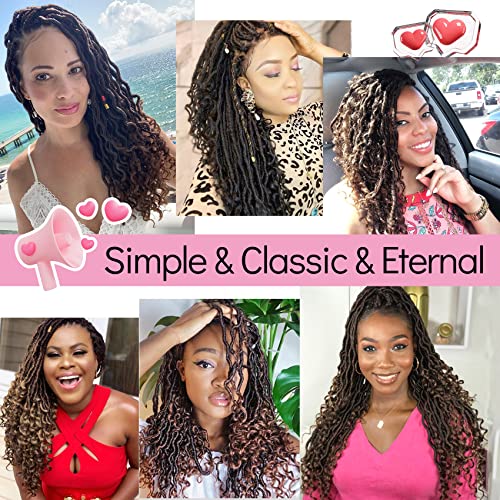 Karida Faux Locs Crochet Hair 24 Inch, 6 Packs Pre Looped Goddess Locs Crochet Hair, Wavy Crochet Faux Locs With Curly Ends, Boho Faux Locs Crochet Hair For Black Women (24 inch, T30#) - Image 5