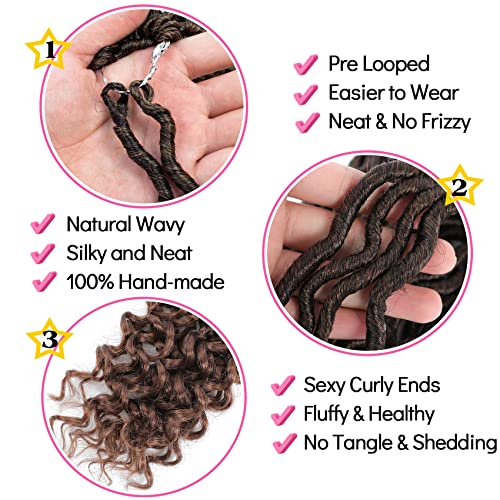 Karida Faux Locs Crochet Hair 24 Inch, 6 Packs Pre Looped Goddess Locs Crochet Hair, Wavy Crochet Faux Locs With Curly Ends, Boho Faux Locs Crochet Hair For Black Women (24 inch, T30#) - Image 4
