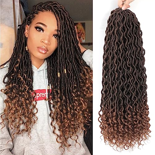 Karida Faux Locs Crochet Hair 24 Inch, 6 Packs Pre Looped Goddess Locs Crochet Hair, Wavy Crochet Faux Locs With Curly Ends, Boho Faux Locs Crochet Hair For Black Women (24 inch, T30#) - Image 1