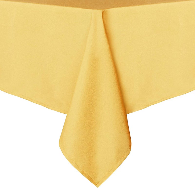 ATOOTFUSION Soft Cloth 4 Seater Rectangular Tablecloths Wedding Party Patio Table Covers Event Tablecloth (Yellow Tablecloth) - Image 1