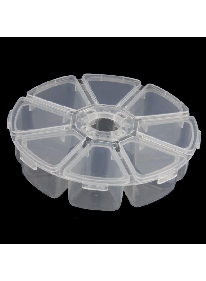 Round plastic stationery storage box with eight compartments - for accessories, jewelry, or nail supplies - Image 1