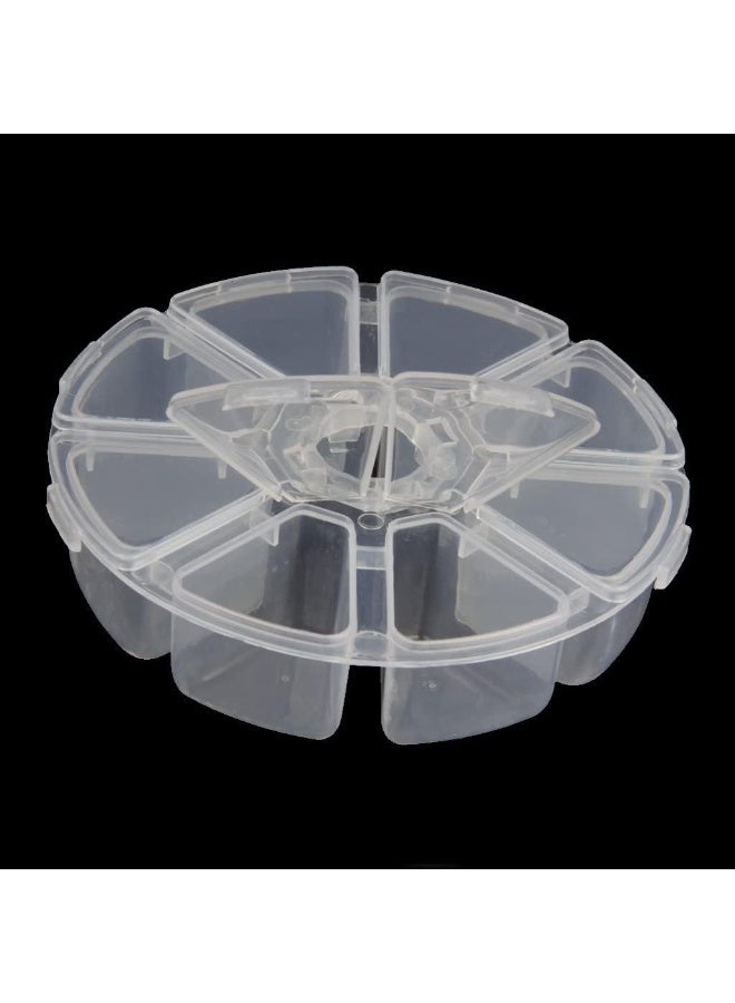 Round plastic stationery storage box with eight compartments - for accessories, jewelry, or nail supplies - Image 4