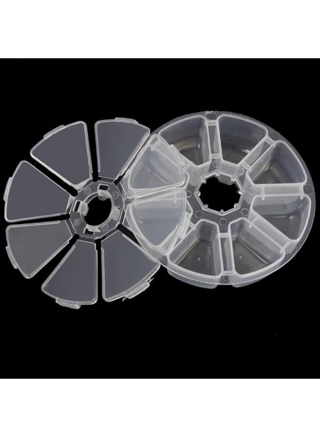 Round plastic stationery storage box with eight compartments - for accessories, jewelry, or nail supplies - Image 5