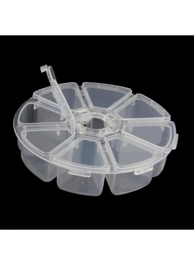 Round plastic stationery storage box with eight compartments - for accessories, jewelry, or nail supplies - Image 3