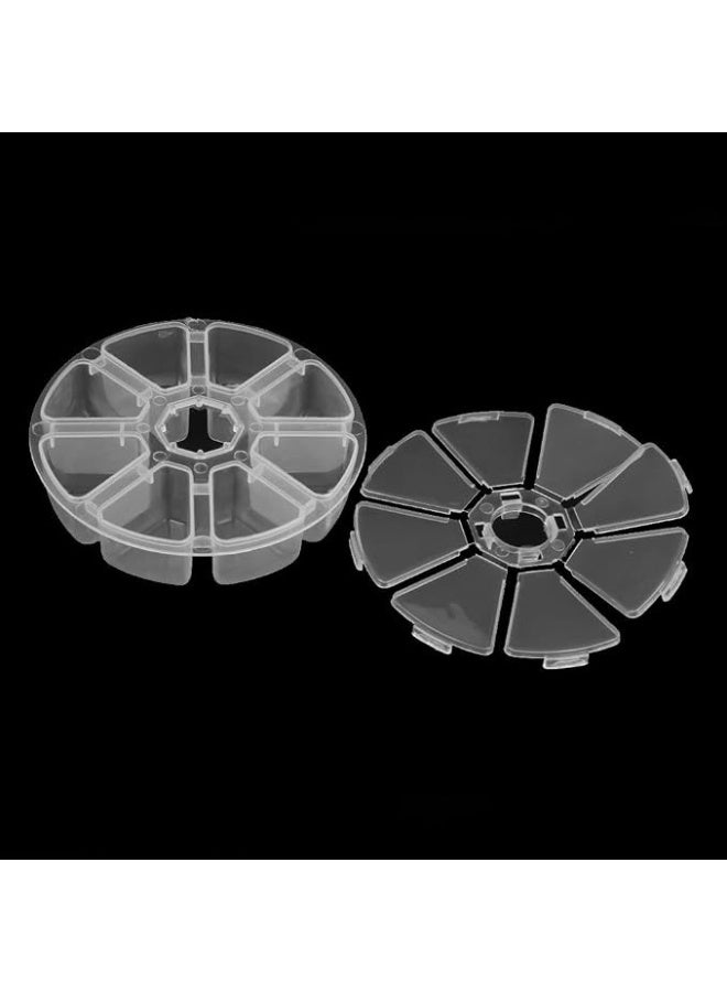 Round plastic stationery storage box with eight compartments - for accessories, jewelry, or nail supplies - Image 2