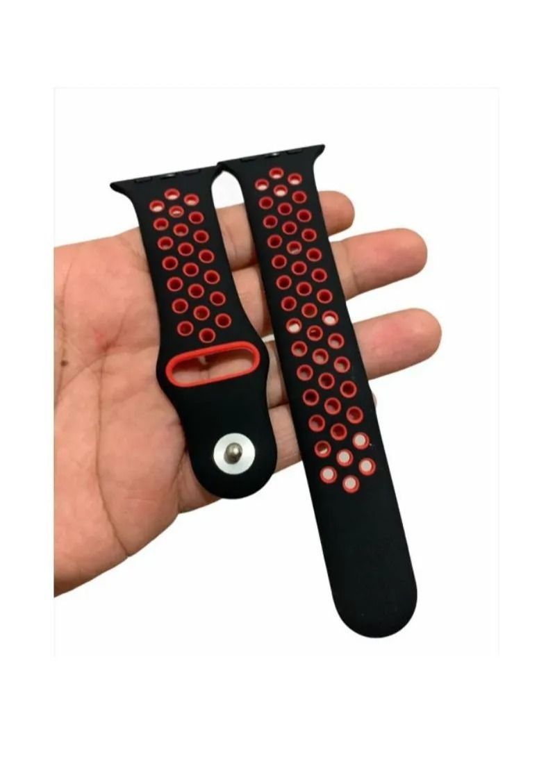 Apple Watch Band , Nike Apple Watch Strap for Apple Watch Series 7 / 6 / SE / 5 /41 / 40 / 38 mm Black/red - Image 1