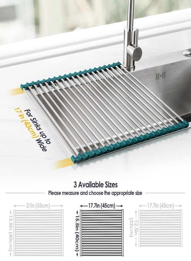 Tomorotec حامل تجفيف الأطباق القابل للطي من توموروتيك المصنوع من الفولاذ المقاوم للصدأ، حامل تصريف متدحرج فوق الحوض، أداة مطبخ متعددة الاستخدامات، منظم حوض تصريف، رف تخزين موفر للمساحة لحامل الحوض - Image 4