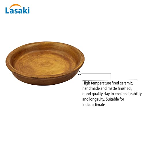 Lasaki Round White+Antique Ceramic Bottom Tray/Plate for Planter (5-inch, Set of 2) | Dripping Tray for Pots & Succulents | Indoor & Outdoor Planters Home Garden Décor (Plants Not Included) - Image 4