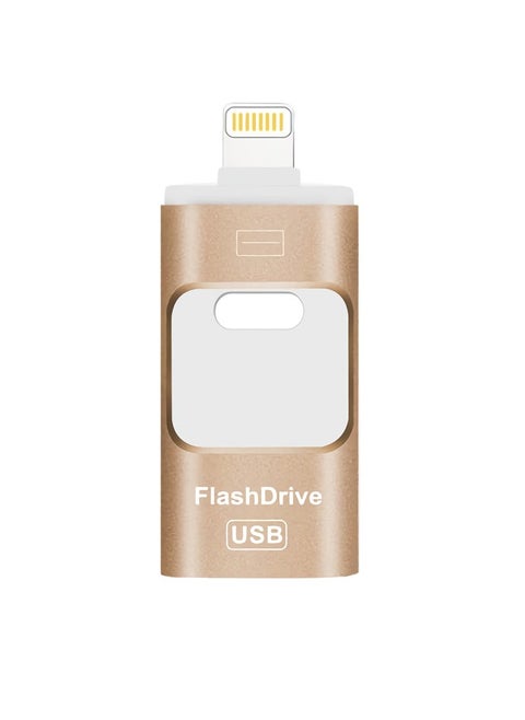 128GB USB Flash Drive, Shock Proof Durable External USB Flash Drive, Safe And Stable USB Memory Stick, Convenient And Fast I-flash Drive for iphone, (128GB Gold Color)