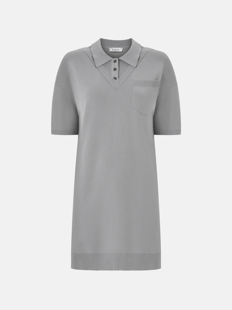 Lichi Mini knitted dress with polo collar
