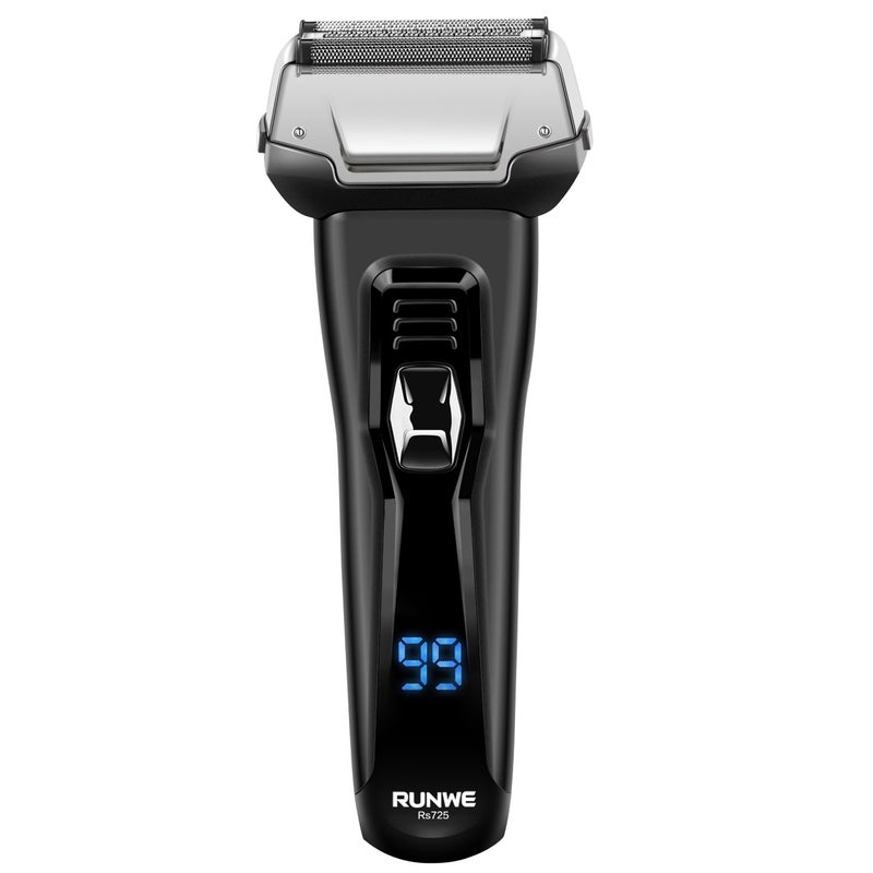 Runwe Rs725 Mens Electric Razor Cordless Foil Shaver with PopUp Beard Trimmer and LCD Display for Men WetDry Shaving