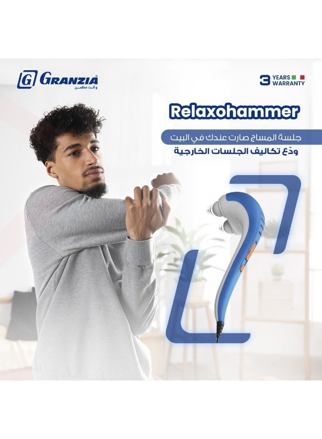 Granzia Relaxohammer Massage – Double Head Infrared Massager – Deep Tissue Vibration for Neck, Back & Full Body – 3 Interchangeable Heads – Pain Relief, Muscle Relaxation & Circulation Boost - Image 2