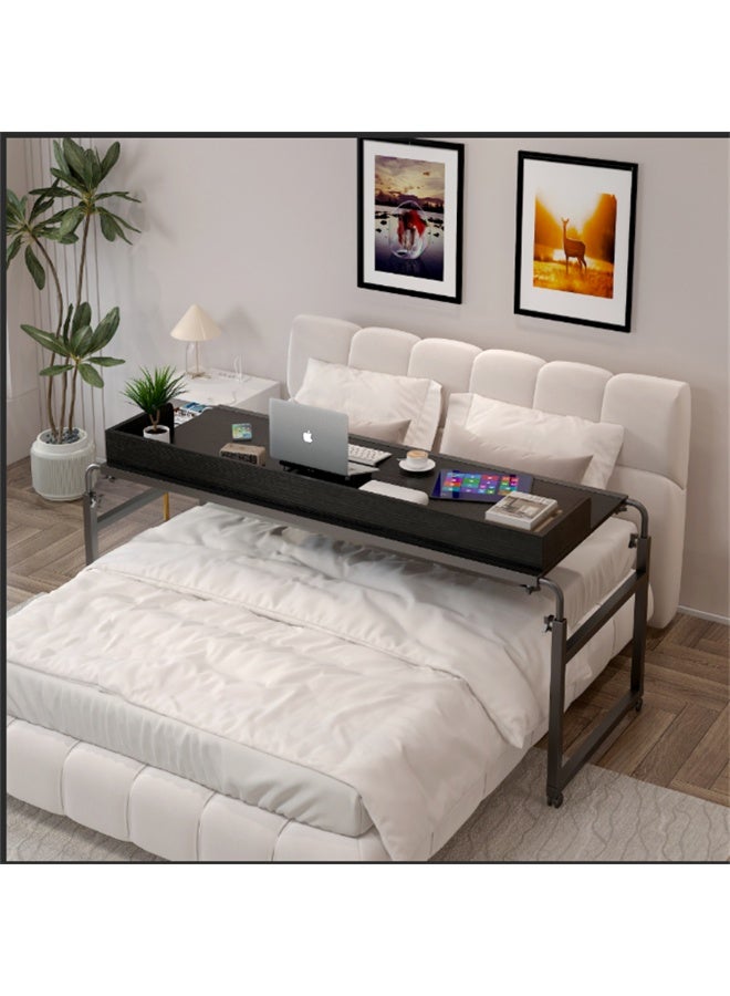 Overbed Table,  Adjustable Bed Table with Wheels, Queen Size Computer Desk Mobile Laptop Table with Metal Legs for Bedroom Livingroom Hospital (Black, YN119) - Image 1