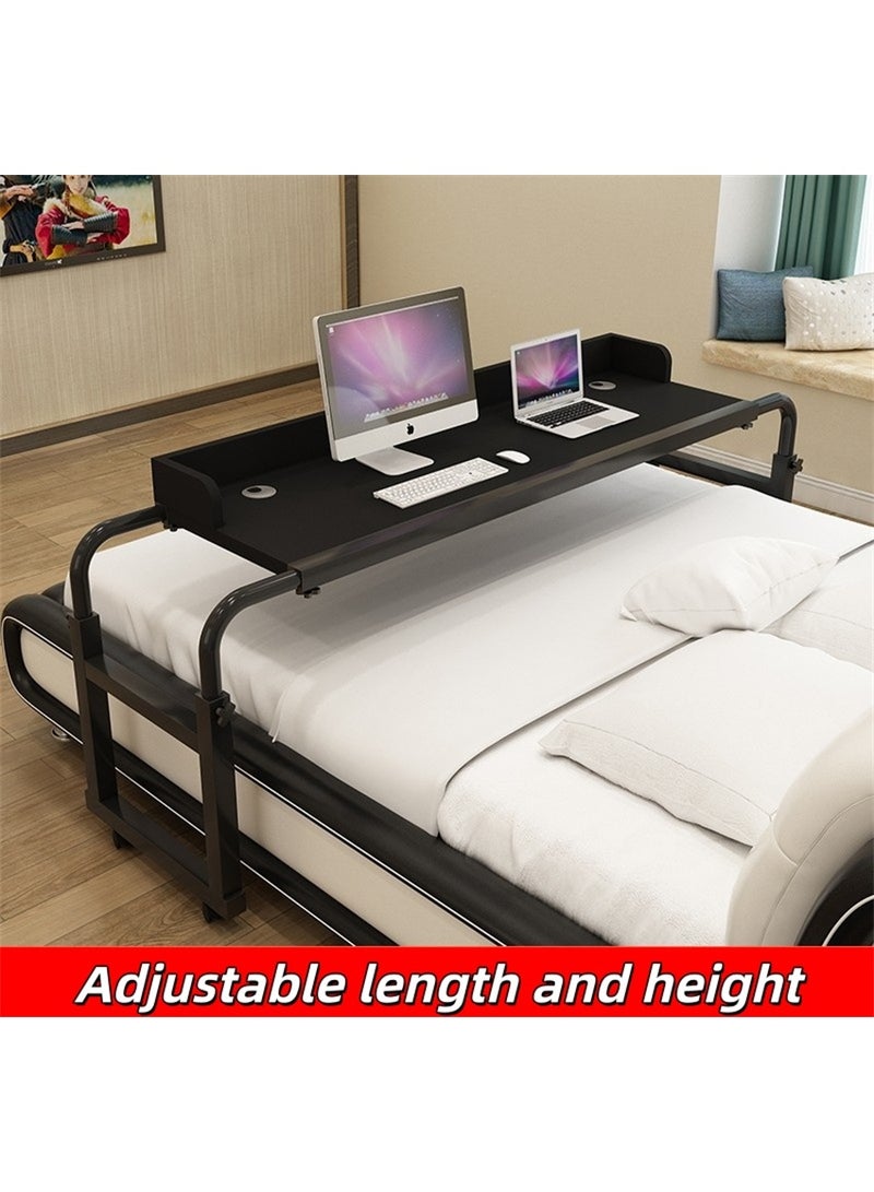 Overbed Table,  Adjustable Bed Table with Wheels, Queen Size Computer Desk Mobile Laptop Table with Metal Legs for Bedroom Livingroom Hospital (Black, YN119) - Image 2