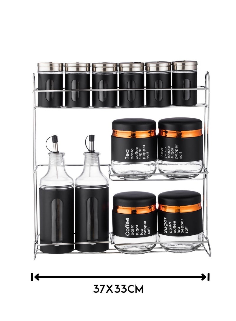 اباريك الصفا طقم علب بهارات مع مزينه قزاز ملبس استيل مكون من 12 قطعه - Image 3