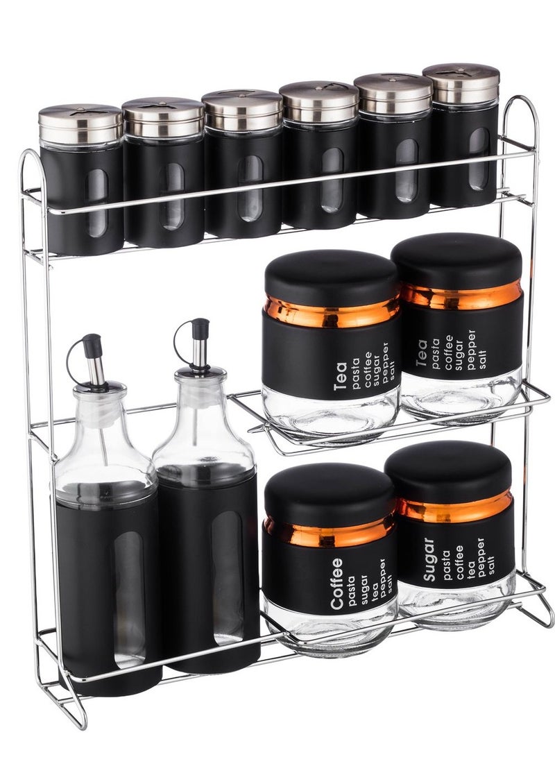 اباريك الصفا طقم علب بهارات مع مزينه قزاز ملبس استيل مكون من 12 قطعه - Image 4