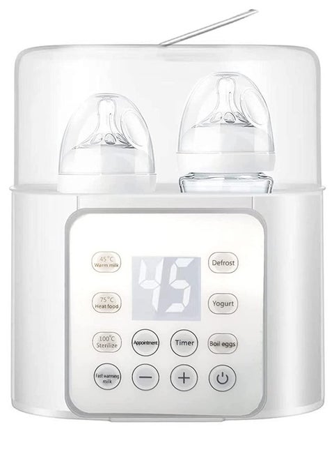 Baby Bottle Warmer and Milk Warmer 6 in 1 Multifuntion Fast Baby Food Heater and Defrost Warmer With Timer for Twins Lcd Display Accurate Temperature Adjustment 24h Constant Mode White