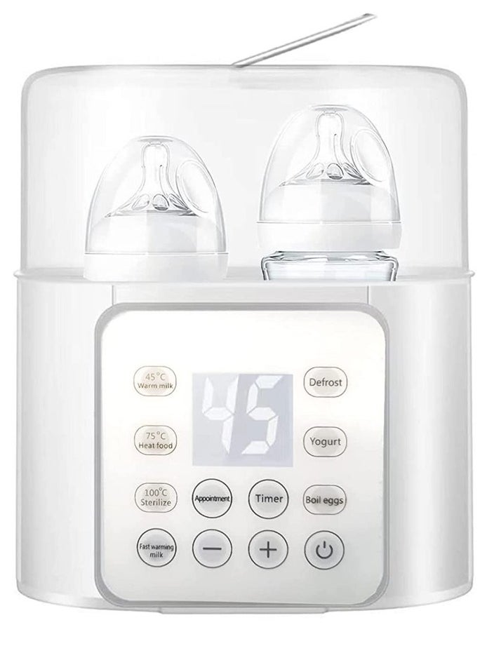 Baby Bottle Warmer and Milk Warmer 6 in 1 Multifuntion Fast Baby Food Heater and Defrost Warmer With Timer for Twins Lcd Display Accurate Temperature Adjustment 24h Constant Mode White