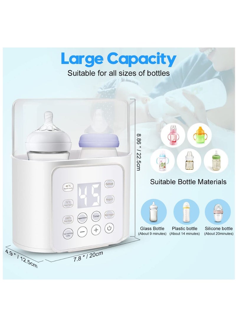 Baby Bottle Warmer and Milk Warmer 6 in 1 Multifuntion Fast Baby Food Heater and Defrost Warmer With Timer for Twins Lcd Display Accurate Temperature Adjustment 24h Constant Mode White