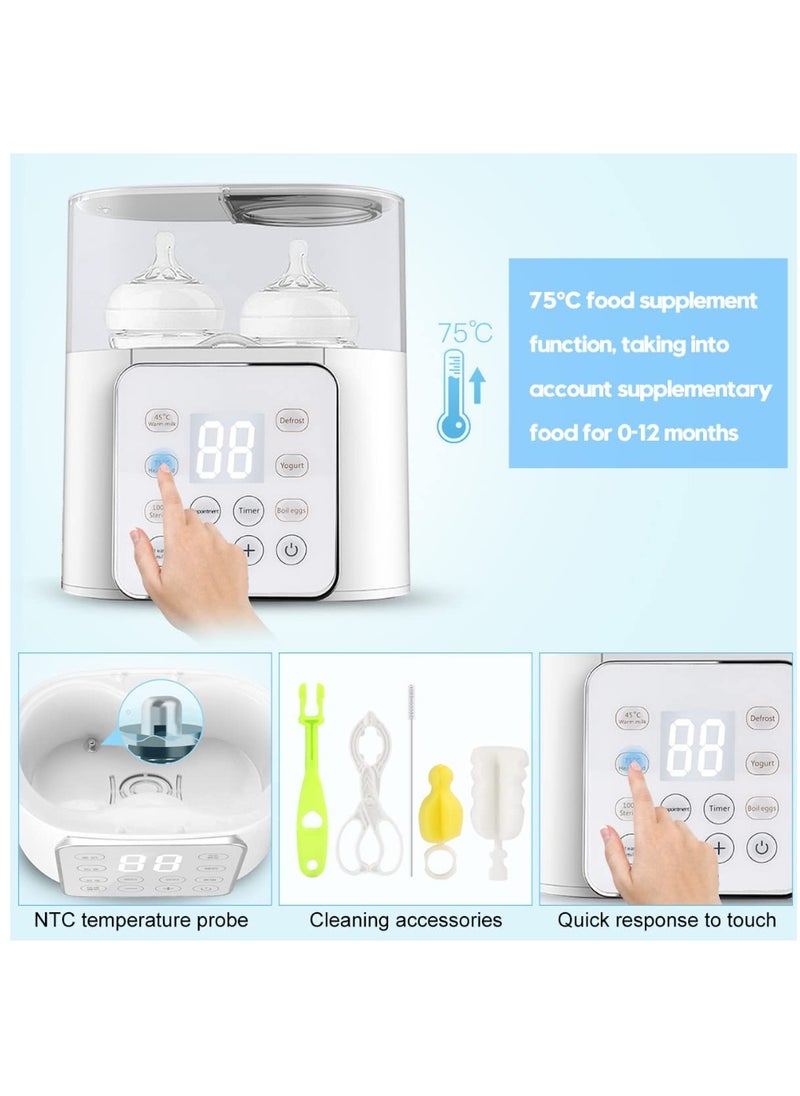 Baby Bottle Warmer and Milk Warmer 6 in 1 Multifuntion Fast Baby Food Heater and Defrost Warmer With Timer for Twins Lcd Display Accurate Temperature Adjustment 24h Constant Mode White