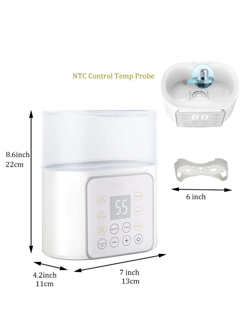 Baby Bottle Warmer and Milk Warmer 6 in 1 Multifuntion Fast Baby Food Heater and Defrost Warmer With Timer for Twins Lcd Display Accurate Temperature Adjustment 24h Constant Mode White