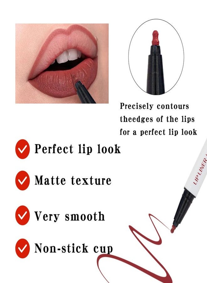 Longwear Liquid Lip Liner, Matte Lip Tint Stain Marker Pen, 2 in1 Liquid Lipstick & Lip Liner Pencil, Long Lasting Waterproof Lip gloss for Women, Fuller Lips Makeup (02(Pink)) - Image 5
