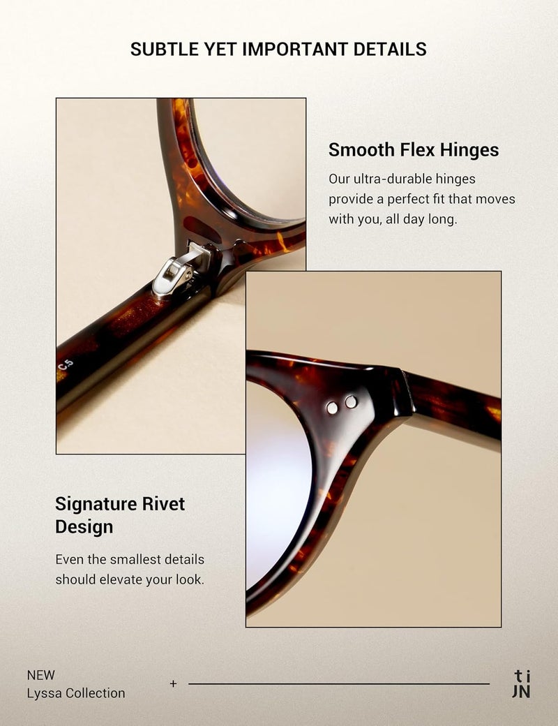 TIJN Spec upgraded improved quality Blue Light Blocking Glasses Women Men Retro Cat Eye Square Oval Anti Glare Screen Computer Gaming Daily Eyeglasses TR90, 06. Lyssa - Whiskey Tortoise, 49-20-148 mm Instant order available stock - Image 5