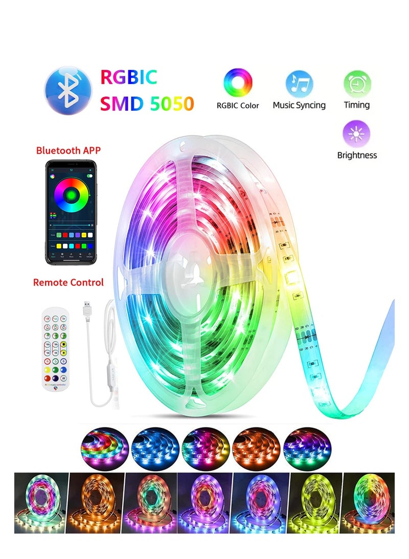 يان تي شريط إضاءة LED ذكي من نوع USB 5050 RGBIC مع تطبيق بلوتوث للتحكم ومزامنة الموسيقى وريموت كونترول - مثالي لغرفة النوم، إضاءة خلفية التلفزيون، السقف، أو غرفة الألعاب بطول 2 متر؛ - Image 1